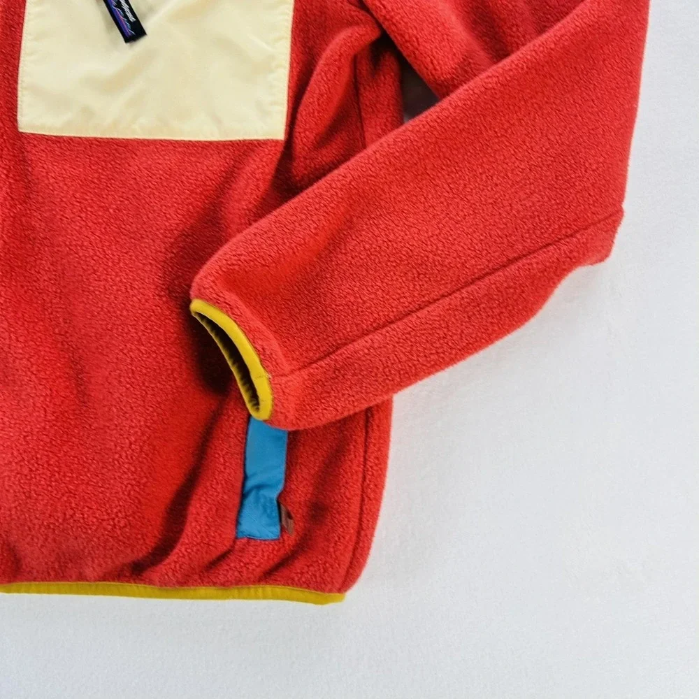 Patagonia Synchilla Fleece Jacket Kids XXL 18 Red Excellent Colorblock Zip 63520